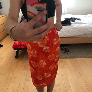 Orange floral long skirt
